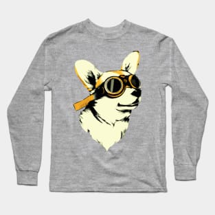 Pilot Corgi Dog Owner Welsh Corgi Funny Dog Long Sleeve T-Shirt